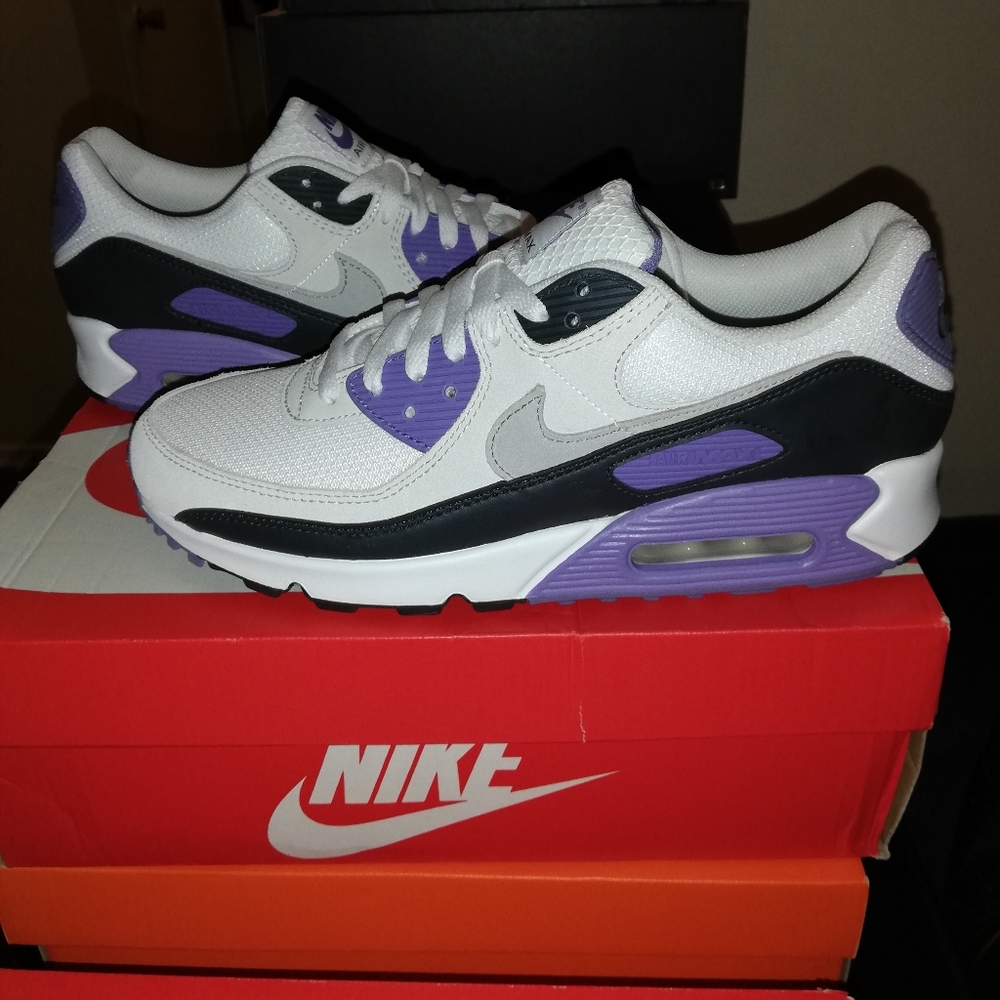 NIKE AIR MAX 90S WHITE-GREY-AMETHYST MEN'S SIZE 11 BRAND NEW IN BOX